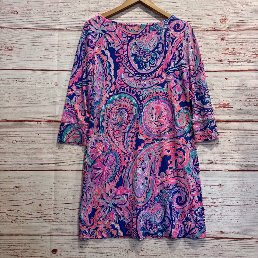 Lilly Pulitzer UPF 50+ Sophie Dress in Blue Currant Drop Me A Lime Sz M - Picture 14 of 15